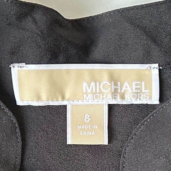 MIchael Kors Black V Neck Zip Pocket Tunic Long Sleeve w/Roll Tab - Womens 8 - Picture 6 of 8